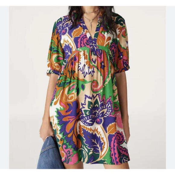 BA&SH Nilly printed short sleeve shift dress sz 4 - Picture 1 of 5